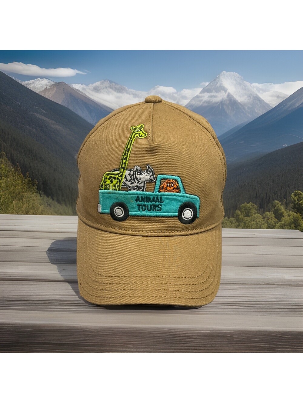 Animal Tours Giraffe Rhino Lion Wild Animals Zoo Tours 2-3T Baseball Cap